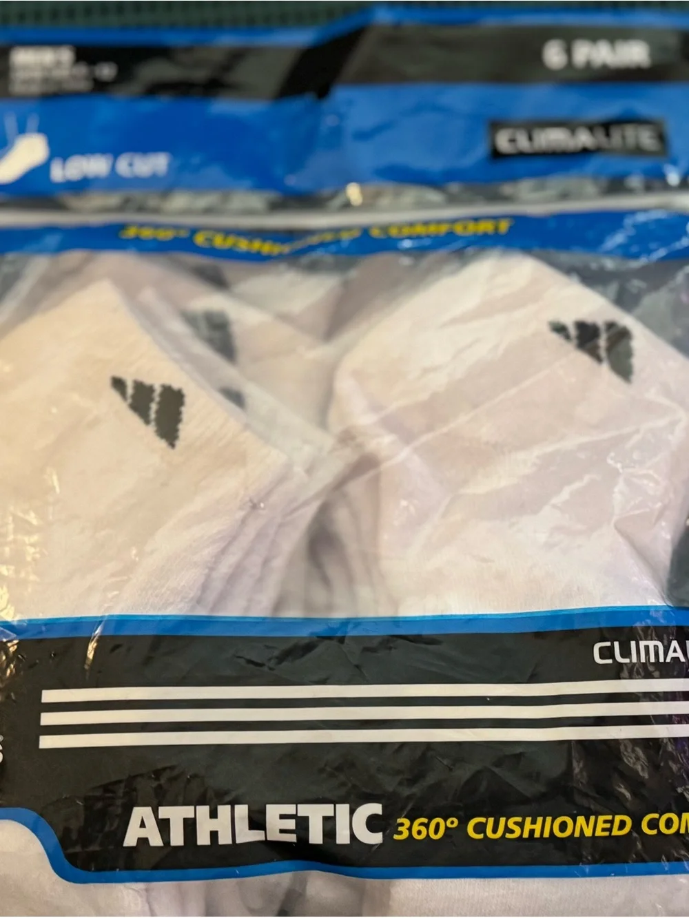 Adidas White Low-Cut Athletic Socks with Black Logo – 12 Pair Sock bundle